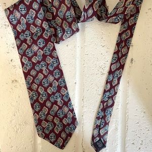 Vintage Christian Dior Monsieur Ornate Burgundy Silk Necktie